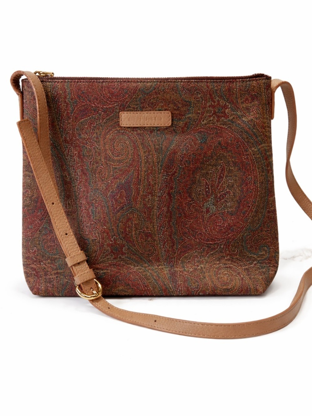 Etro Brown and Tan Paisley Crossbody Bag